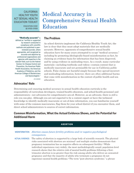 Medical Accuracy in Comprehensive Sexual Health Education