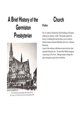 A Brief History of the Germiston Presbyterian Church