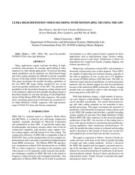 Ultra High Definition Video Decoding with Motion Jpeg Xr Using the Gpu