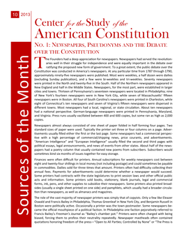 Newspapers, Pseudonyms and the Debate Over the Constitution (Pdf)