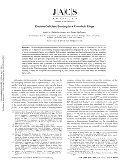 Electron-Deficient Bonding in Rhomboid Rings ARTICLES