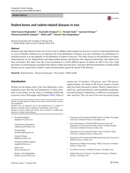 Rodent-Borne and Rodent-Related Diseases in Iran