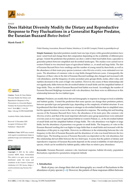 Does Habitat Diversity Modify the Dietary and Reproductive Response to Prey Fluctuations in a Generalist Raptor Predator, the Eurasian Buzzard Buteo Buteo?