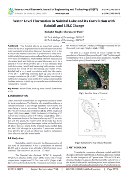 Water Level Fluctuation in Nainital Lake and Its Correlation with Rainfall and LULC Change