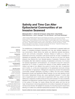 Salinity and Time Can Alter Epibacterial Communities of an Invasive Seaweed