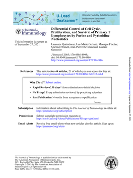 Nucleotides Lymphocytes by Purine and Pyrimidine Proliferation, And