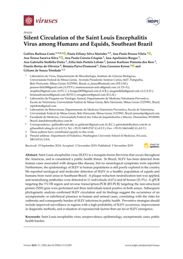 Silent Circulation of the Saint Louis Encephalitis Virus Among Humans and Equids, Southeast Brazil