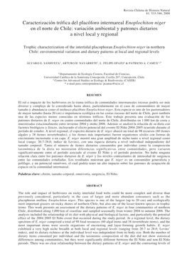 Caracterización Trófica Del Placóforo Intermareal Enoplochiton Niger En El Norte De Chile: Variación Ambiental Y Patrones Dietarios a Nivel Local Y Regional