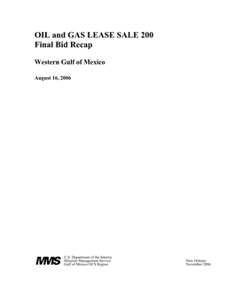 OIL and GAS LEASE SALE 200 Final Bid Recap