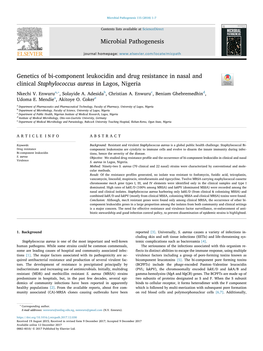 Genetics of Bi-Component Leukocidin and Drug Resistance in Nasal and T Clinical Staphylococcus Aureus in Lagos, Nigeria