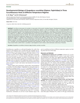 Developmental Biology of Zeugodacus Cucurbitae (Diptera: Tephritidae) in Three Cucurbitaceous Hosts at Different Temperature Regimes A