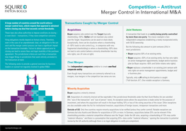 Competition – Antitrust Merger Control in International M&A