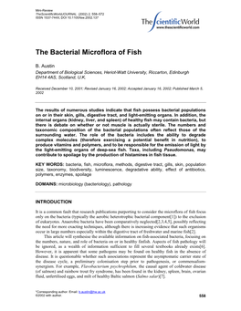 The Bacterial Microflora of Fish