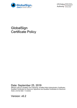 Globalsign Certificate Policy