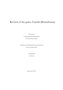 Revision of the Genus Fosterella (Bromeliaceae)