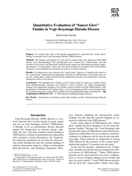 “Sunset Glow” Fundus in Vogt–Koyanagi–Harada Disease