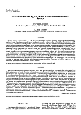 UYTENBOGAARDTITE, Ag.Aus2, Ln the BULLFROG MINING