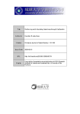 Title Performing and Articulating Island-Ness Through Uta/Sanshin