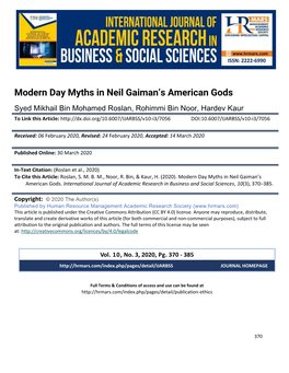 Modern Day Myths in Neil Gaiman's American Gods