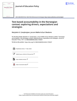 Test-Based Accountability in the Norwegian Context: Exploring Drivers, Expectations and Strategies