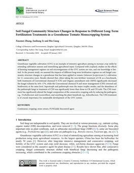 Soil Fungal Community Structure Changes in Response to Different Long-Term Fertilization Treatments in a Greenhouse Tomato Monocropping System