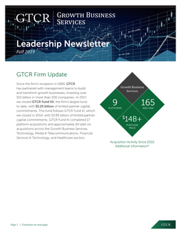 Leadership Newsletter Fall 2019