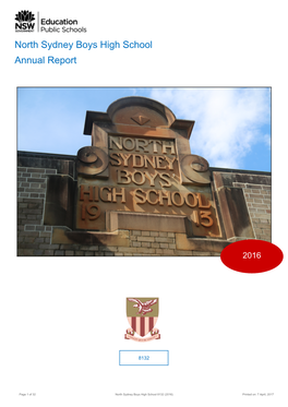 2016 North Sydney Boys High School Annual Report