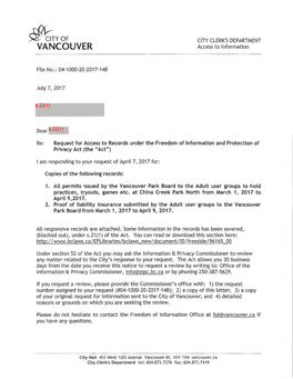 City of Vancouver; and 4) Detailed Reasons Or Grounds on Which You Are Seeking the Review