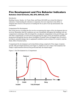 Fire Development and Fire Behavior Indicators Battalion Chief Ed Hartin, MS, EFO, Mifiree, CFO