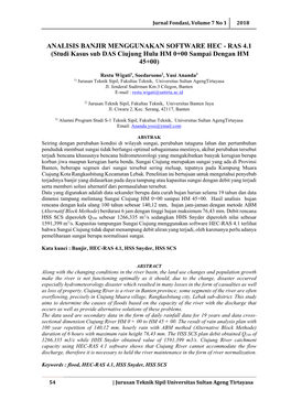 RAS 4.1 (Studi Kasus Sub DAS Ciujung Hulu HM 0+00 Sampai Dengan HM 45+00)