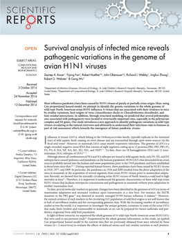 Survival Analysis of Infected Mice Reveals Pathogenic Variations in The