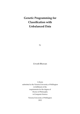 Genetic Programming for Classification with Unbalanced Data