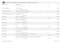 Vinylton Schallplatten Rock/Metal/Underground (Neu) Artikel Interpret Album/Modell Preis Vinyl Cover Jahr Prod-Nr Info WUG