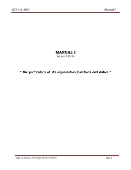 RTI Act, 2005 Manual I