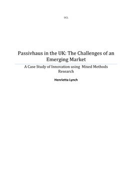 Passivhaus in the UK: the Challenges of an Emerging Market a Case Study of Innovation Using Mixed Methods Research