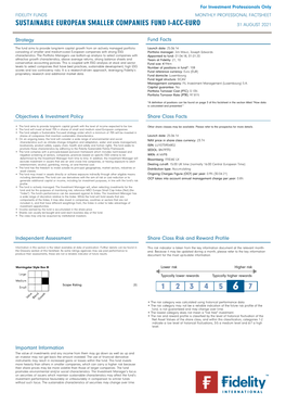 Sustainable European Smaller Companies Fund I