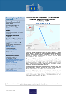 Sweden-Poland Sustainable Sea-Hinterland Services "Sustainable Swinoujscie- Trelleborg Mos"