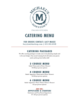 Catering Menu