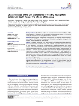 Characteristics of the Gut Microbiome of Healthy Young Male Soldiers in South Korea: the Effects of Smoking