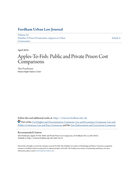 Apples-To-Fish: Public and Private Prison Cost Comparisons Alex Friedmann Human Rights Defense Center