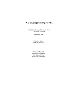 A C-Language Binding for PSL
