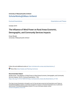 The Influence of Wind Power on Rural Areas Economic, Demographic, and Community Services Impacts