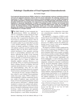 Pathologic Classification of Focal Segmental Glomerulosclerosis