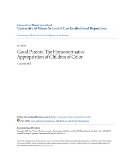 Good Parents: the Homonormative Appropriation of Children of Color, 9 U