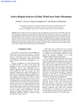 Active-Region Sources of Solar Wind Near Solar Maximum