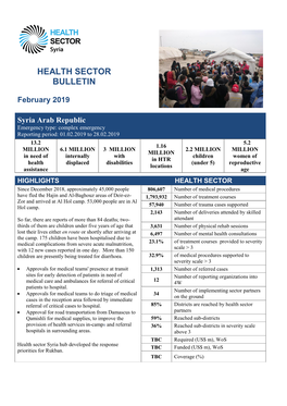 HEALTH SECTOR BULLETIN February 2019