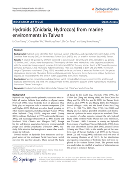 Hydroids (Cnidaria, Hydrozoa) from Marine Environments in Taiwan Li-Chun Tseng1†, Cheng-Han Wu1, Wen-Hung Twan2, Zhi-Can Tang3† and Jiang-Shiou Hwang1*