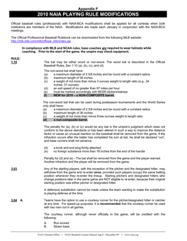 2010 Naia Playing Rule Modifications