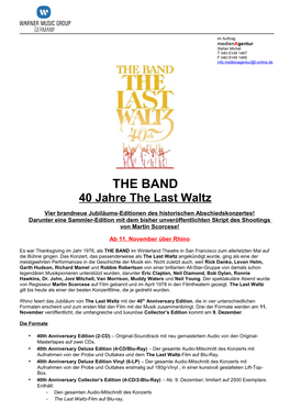 THE BAND 40 Jahre the Last Waltz