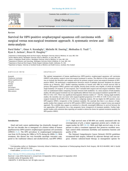 Survival for HPV-Positive Oropharyngeal Squamous Cell